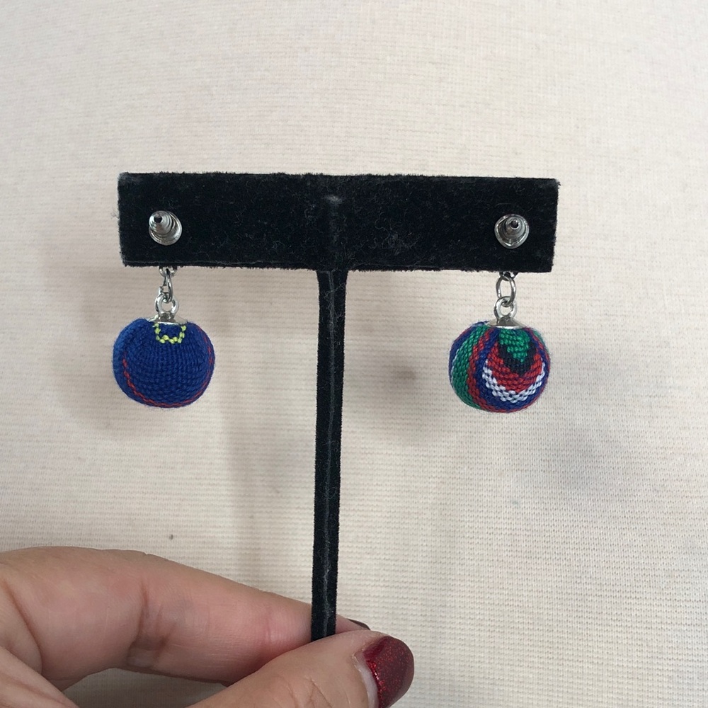 Guatemalan handmade Colorful Beaded Earrings with Crystal Accents - Picture 3 of 11